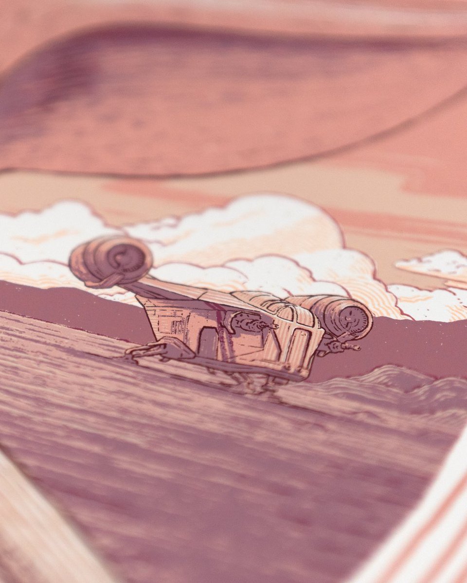 Baby Yoda, designed by <a href="/BartoszKosowski/">Bartosz Kosowski</a> for <a href="/BottleneckNYC/">Bottleneck Gallery</a> and #screenprinted 9/0 onto @DomtarPaper Cougar Bright White 100#C. Currently sold out through the gallery!