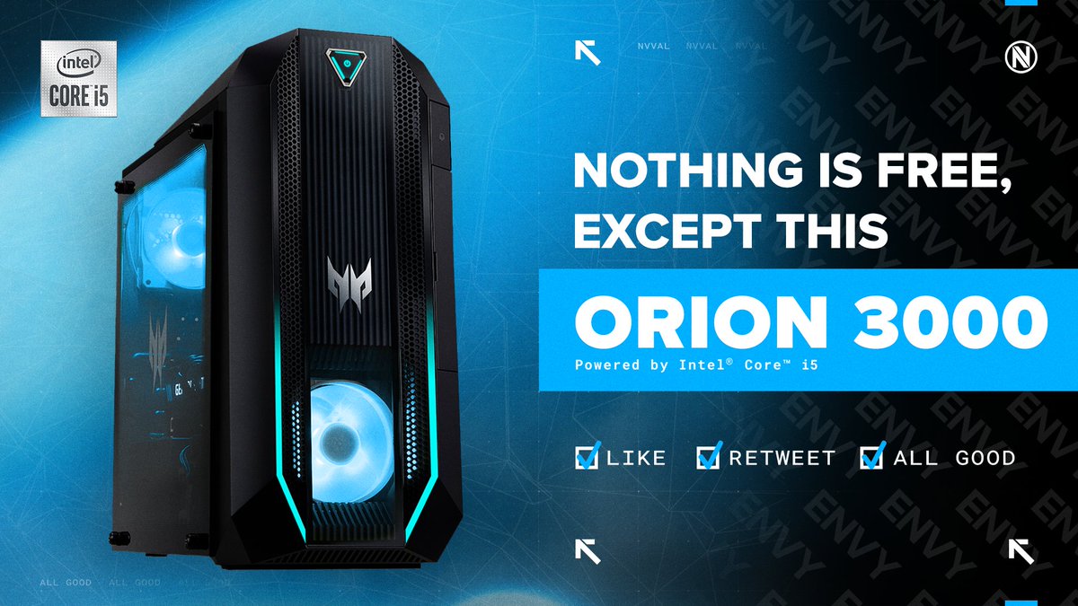 ENVY (@envy) on Twitter photo Nothing is Free, except this <a href="/Predator_USA/">Predator Gaming USA</a> Orion 3000 🔥
Like, RT, reply "All good" to enter to win! Nothing is Free, except this <a href="/Predator_USA/">Predator Gaming USA</a> Orion 3000 🔥
Like, RT, reply "All good" to enter to win!