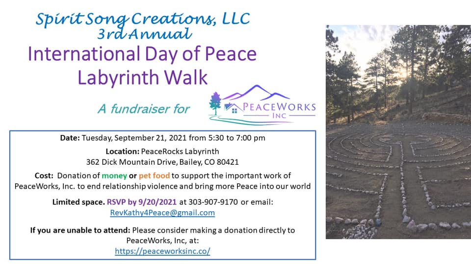 Join Reverend Kathy Mastroianni for her 3rd Annual International Day of Peace Labyrinth Walk & #fundraiser for @PeaceWorksIncCO 9/21 from 5:30-7pm. RSVP today & gather a donation of $ or pet food for the shelter.
mymountaintown.com/community/cale… #internationalpeaceday #domesticviolence
