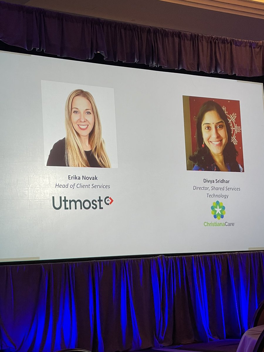 Great to see Erika Novak, <a href="/UtmostHQ/">Utmost</a>’s Head of Client Services, sharing the stage with Divya Sridhar, Director of Shared Services, at our fantastic customer <a href="/christianacare/">ChristianaCare</a> #cws #cwssummit