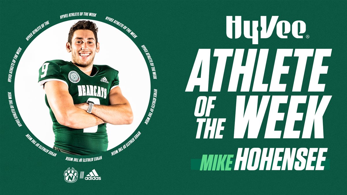 bearcatsports's tweet photo. After a stellar performance in his first career start at quarterback, @NWBearcat_FB player Mike Hohensee is the @HyVee Athlete of the Week. Mike threw the ball for 260 yards and 4 touchdowns while rushing for 2 more touchdowns Saturday against Central Missouri. https://t.co/7q12fzgSOI