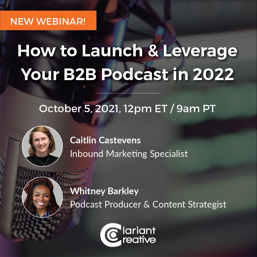👉👉 Get your podcast off the ground and keep it soaring! Our webinar – How to Launch &amp; Leverage Your B2B Podcast in 2022 – on 10/5 will help you create a vision and a plan for your podcast. Register today!  hubs.li/H0XKslW0

#PodcastBestPractices #Podcast #B2B