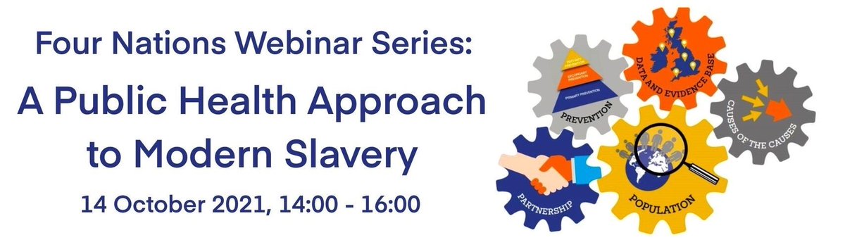 Join the next 4 Nations LEPH webinar “A Public Health Approach to Modern Slavery” A free event for those in public health & policing practice, research,policy and IPL 14th Oct 14.00 - 15.30. Reg here orlo.uk/CRbuE @scleph @TheSIPR @iplenu @clairthomson471 @GLEPHAssoc