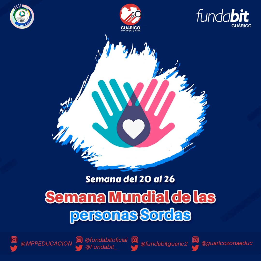 fundabitguaric2's tweet image. Sabías qué desde el año1958 se celebra en el mundo la Semana Internacional de Personas Sordas durante la última semana del mes de Sept con el objetivo de promover la inclusión dentro de la sociedad de personas con problemas auditivos y sordera crónica
#SemanaRadicalConciente