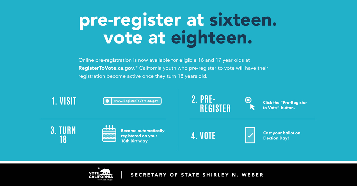 Elk Grove Unified recognizes High School Voter Education weeks (Sept. 20 – Oct. 1, 2021). 

Encourage your students to participate in High School Voter Education Weeks by registering or pre-registering to vote today!

RegisterToVote.ca.gov