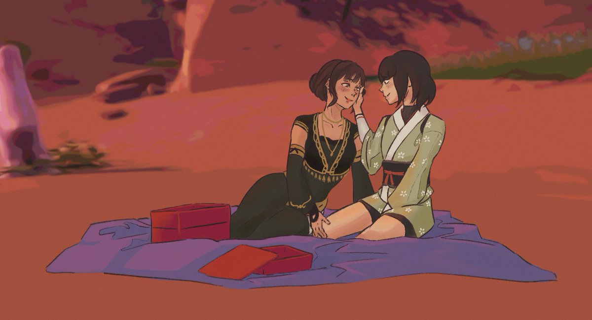 libralibrum's tweet photo. genshin impact said lesbian rights (so i drew the lesbians from the side quest instead of the lesbians from the actual main story) https://t.co/Gc0n9Fu1uD