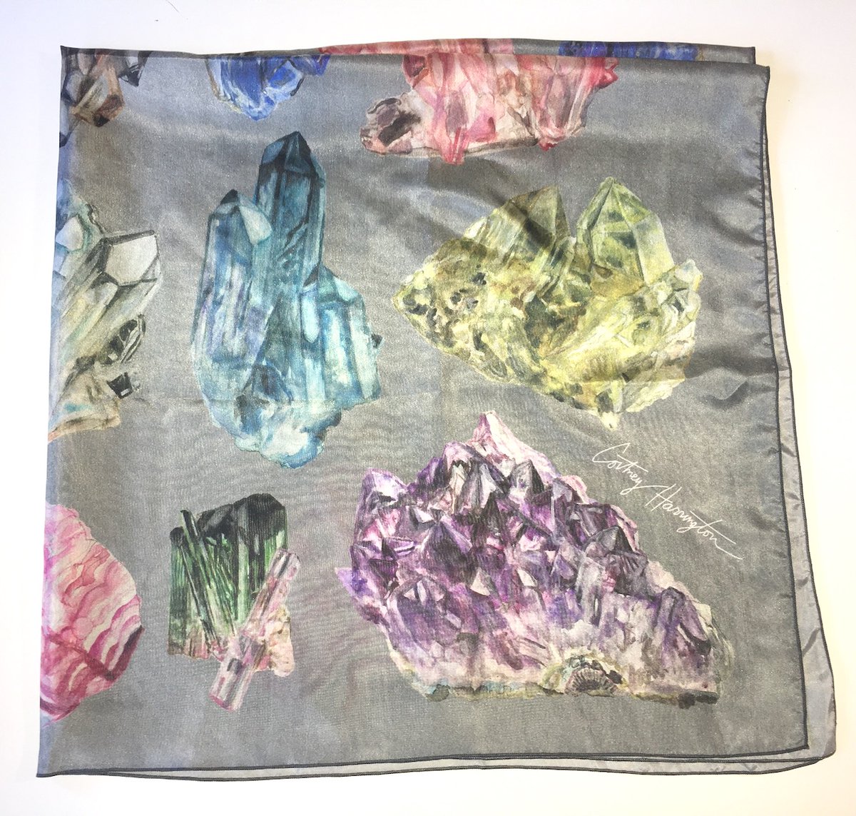 CortneyShop's tweet photo. Unpacking and listing new silk scarves. This crystal, gem, and mineral print scarf is ready to ship and available in my etsy shop and on https://t.co/5rqW3clyXI https://t.co/gWJe2FFzaD #silkscarf #crystal #gemstone #minerals #designerscarf #scarf #scarves https://t.co/QZN15yxehz
