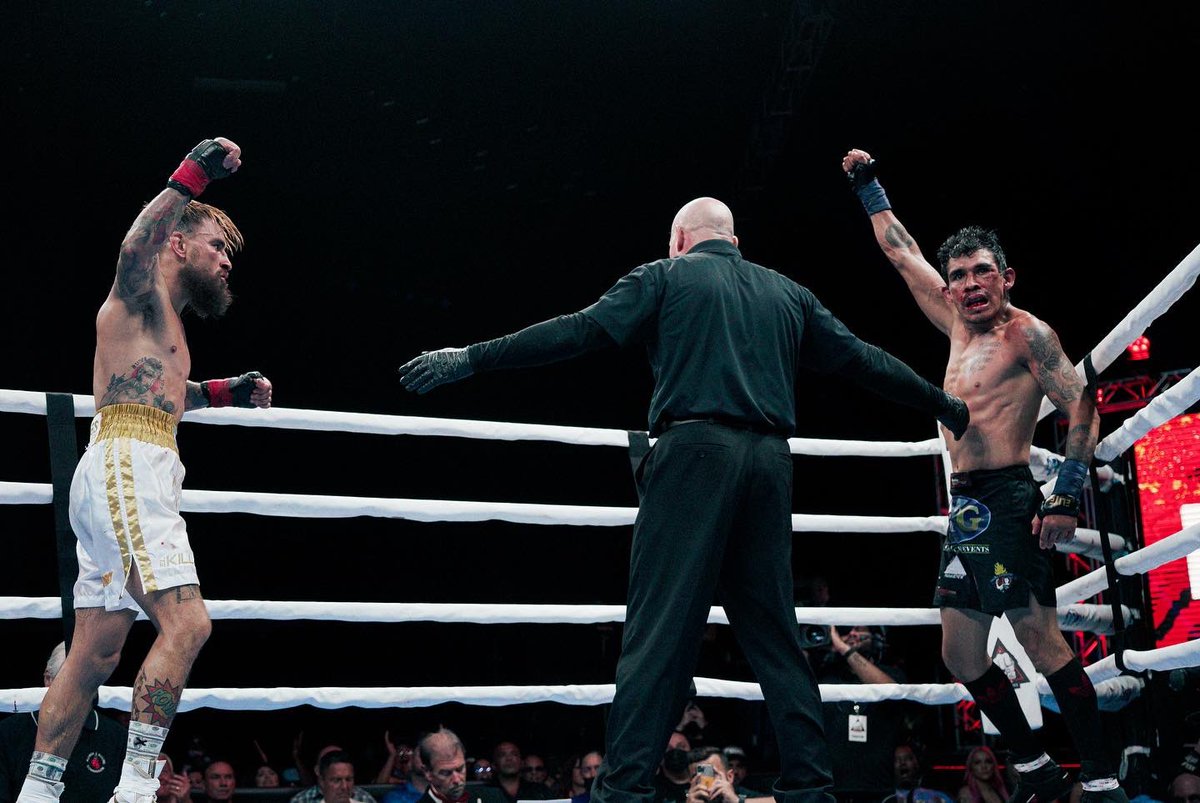 Pablo Caballero and Gilberto Aguilar went the distance in their 5 round thriller at BYB7! Pablo “El Killer” Caballero keeps his undefeated Bareknuckle record alive 👊🏽🇦🇷