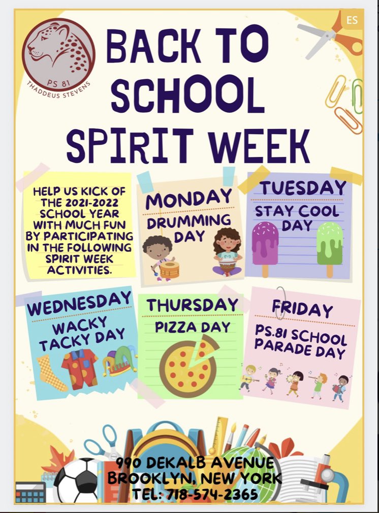 PS81BK's tweet photo. Back 2 School Spirit Week at P.S. 81 Day 1…Drumming Day https://t.co/0iukclKEym