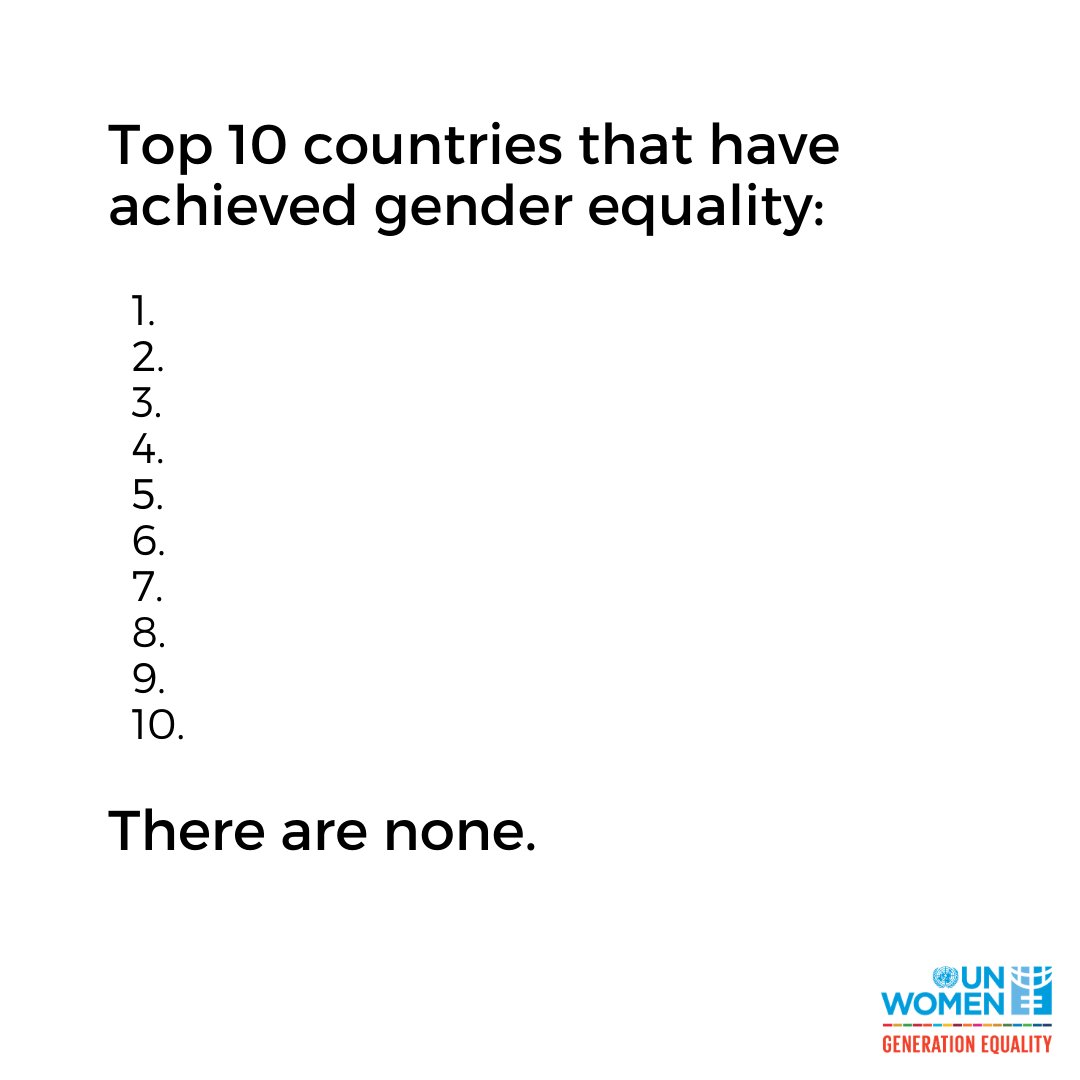 UN Women on Twitter: "Reality check: No country has achieved gender equality, nor is close to it. During the 76th #UNGA let's put women's rights on the agenda and ask world