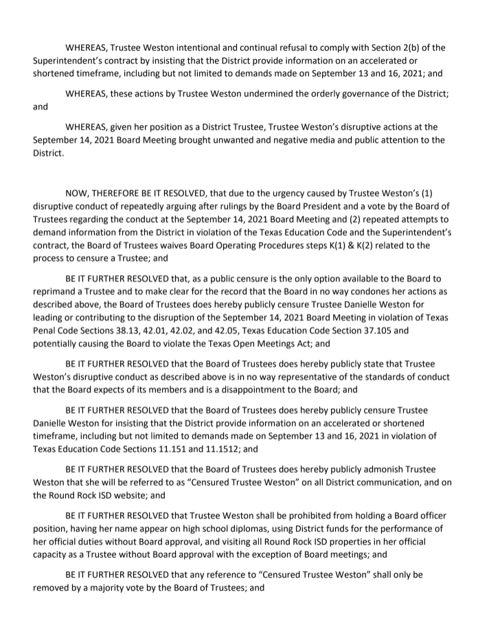 RobbyMontoya's tweet photo. UPDATE: @RoundRockISD board to vote on censuring the two board members who walked out of last week's controversial school board meeting. #LocalTyranny https://t.co/cOY2JbNIqr