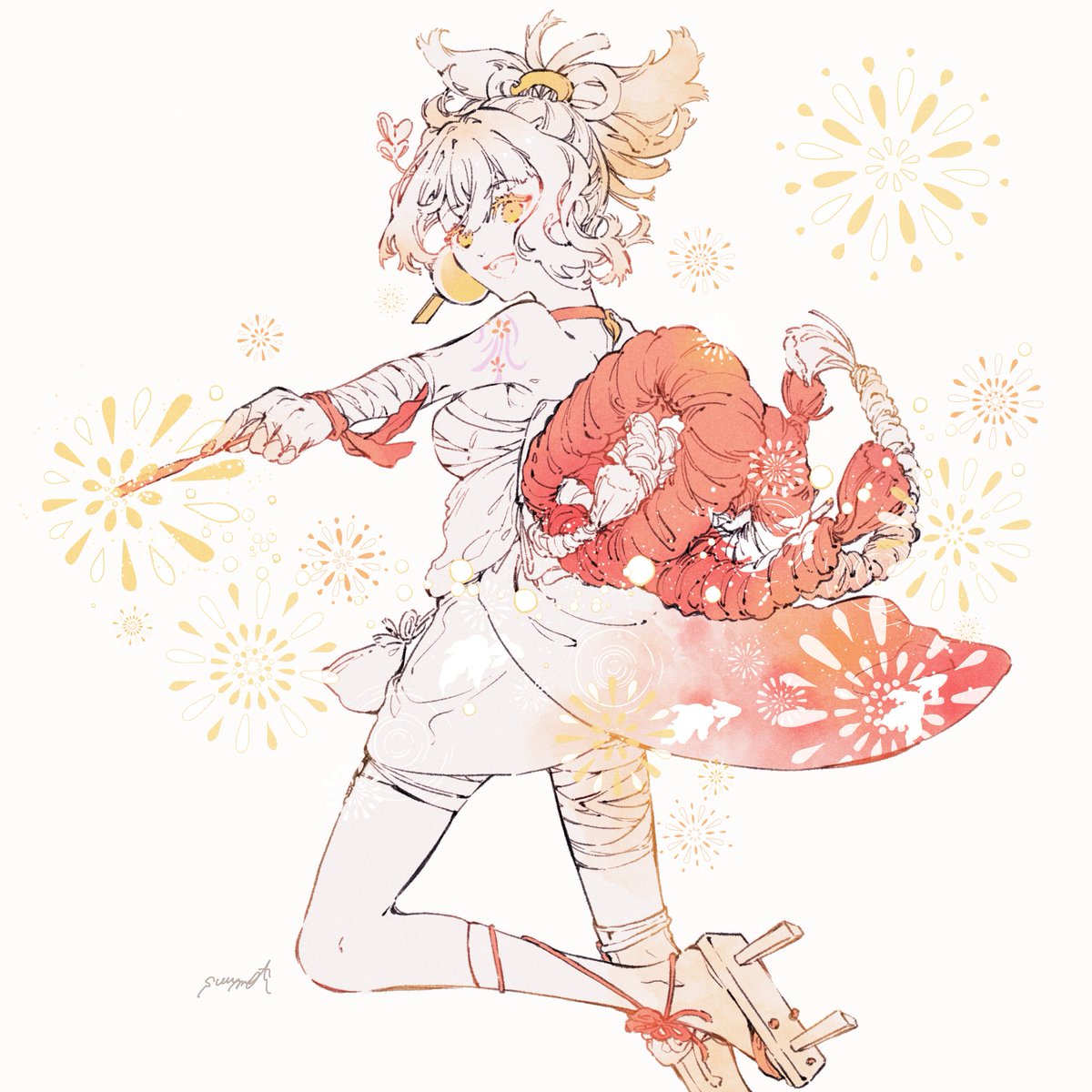 宵宮(原神) 「#イラストを4枚貼ると秋風に乗って絵柄を好いてくれる人の元へ届くらしい  🍁�」|秋宙樞のイラスト
