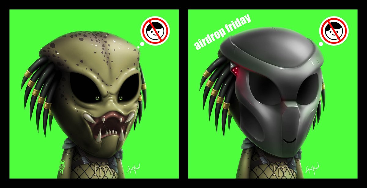 andypoondesign's tweet photo. @TheVisitorsNFT fam! The Predator Visitor will be invading @opensea  at 8 PM PST tonightedition of 15 for .07 ETH. You get both! The unmasked version will be airdrop to you Friday because 2/15 masked version will  1/1 camouflage version and a Thermal Imaging version! Stay tuned. https://t.co/FriSmAOpE0