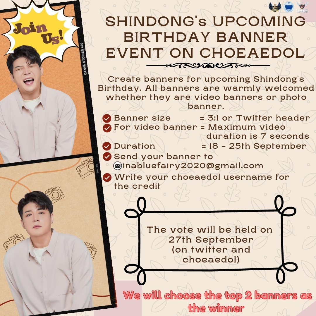 INABlueFairy's tweet photo. 💠 CHOEAEDOL 💠

SHINDONG BIRTHDAY BANNER EVENT

Let's participate in this event. 
For details, see the photo below 👇

#SHINDONG #SUPERJUNIOR @SJofficial @NochesconSuJu @ELFMexLatam https://t.co/S2iLjl4lAA