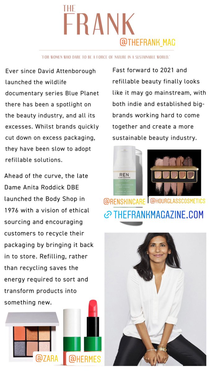 RubyMakeup's tweet image. Talking refillable, recyclable and loop beauty for the new edition of #FrankMagazine 🌍 thefrankmagazine.com/beauty/skin-ca…