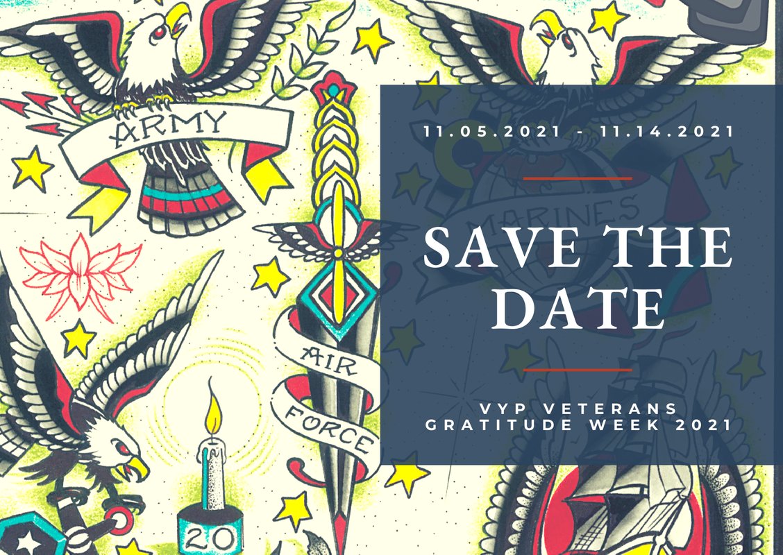 VeteransYoga's tweet photo. Save the date because planning for #VeteransGratitudeWeek has begun! Host a class, fundraise, sponsor or share #VGW2021 with your community - there are lots of ways to get involved!
Join us in honoring all our #veterans and #ServiceBranches
More info: https://t.co/Wx14Juhp19 https://t.co/rS0ugHZLvB