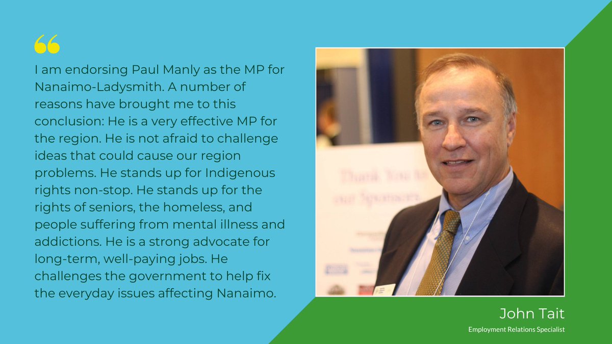 paulmanly's tweet photo. Thank you for your endorsement John Tait! #Nanaimo #LadysmithBC #Elxn44

See all my re-election endorsements at https://t.co/szDrLoDXlv https://t.co/ICSVjDDDaS