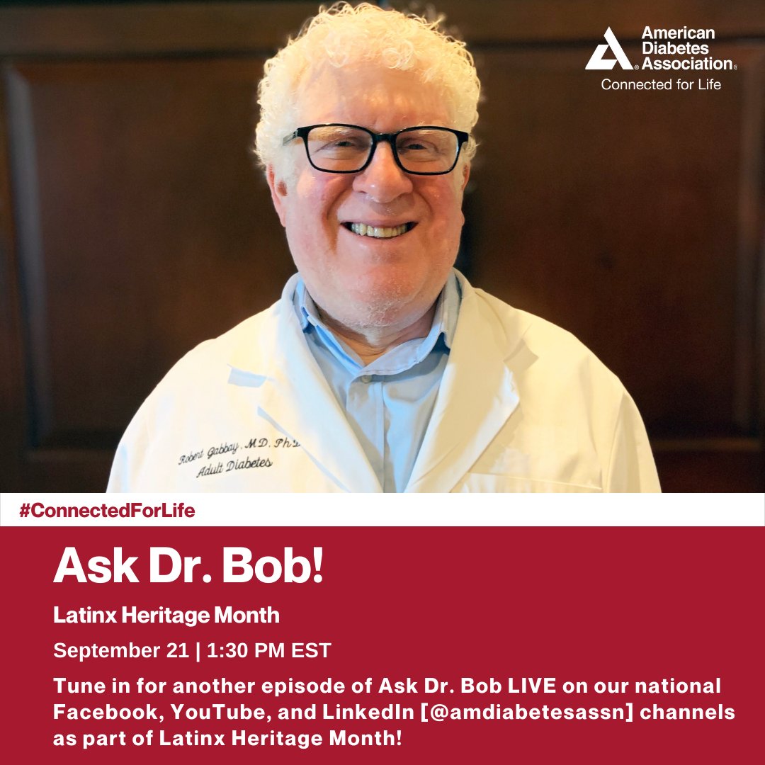 Happening tomorrow! JOIN US for a new episode of Ask Dr. Bob -- LatinX Heritage Month edition! LIVE at 1:30 PM EST on our national Facebook, YouTube and LinkedIn pages. See you there!