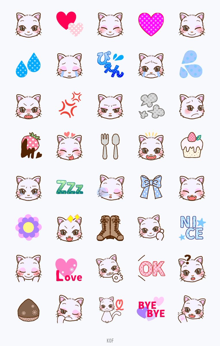 リリースした Line絵文字 リリースしました 可愛いネコちゃんの表情絵文字です 全体的にドット柄メインの可愛らしい絵文字になりました 可愛い猫の表情絵文字 猫 ツイレポ