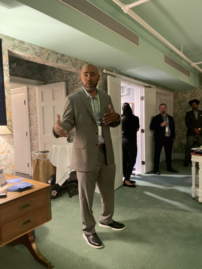 DetroitChamber's tweet photo. Mackinac Future Leaders getting to hear the inspiring story of Dwan Danridge, CEO of @blackleadersdet at #MPC21. Dwan rode his bike from Detroit to Mackinac to raise awareness for Black entrepreneurship in the city and region. https://t.co/0rAbIIG5mr