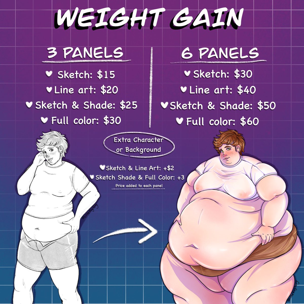 LittleKingTerry's tweet photo. COMMISSIONS OPEN! In the following link you will find more examples of commissions that I have already made previously: https: //www.deviantart.com/littleyunyun/gallery/79643792/commissions

#chubbyart #commissionsopen #fatart #weightgain #weightgainart #feedism #commissionart https://t.co/SpE9MXiyEk