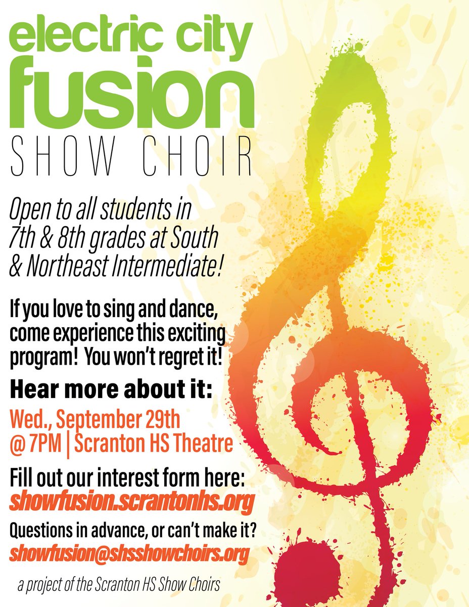 An exciting opportunity to be involved in something great! Let us know your interested by surfing to: showfusion.scrantonhs.org