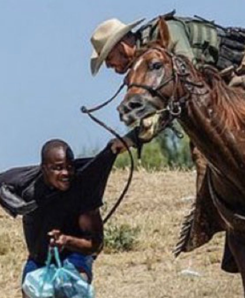 GLFOP's tweet image. For all you Twitter warriors out there: these are NOT whips. And no, Border Patrol agents are NOT "whipping" people.

They are REINS... Stay with us here, like a steering wheel is used to drive a car, the reins are used to “drive” the horse. 

Thanks for coming to our TED talk.