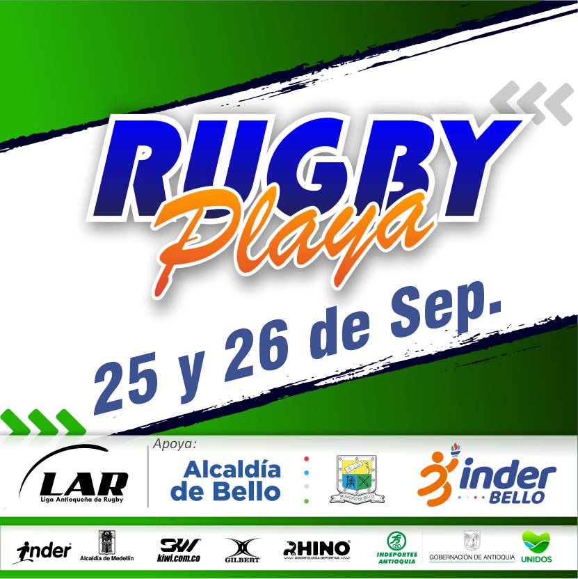 Este fin de semana Antioquia abre un espacio preparatorio para Juegos Nacionales de Rugby playa 🏖🏉

Equipos de todas las regiones del país, se tomarán el Tulio Ospina en apoyo de la @alcaldiadebello e @inderbello 💚
¡Los esperamos! 💯