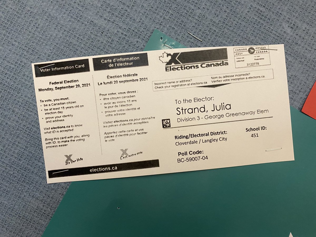 itsMrsStrand's tweet photo. Did you vote? My class and a couple of others from @GGreenawayEle. I love teaching about elections… I just wish I would have had more than a week to do so. @Surrey_Schools @studentvote https://t.co/zVbzPLmYhS