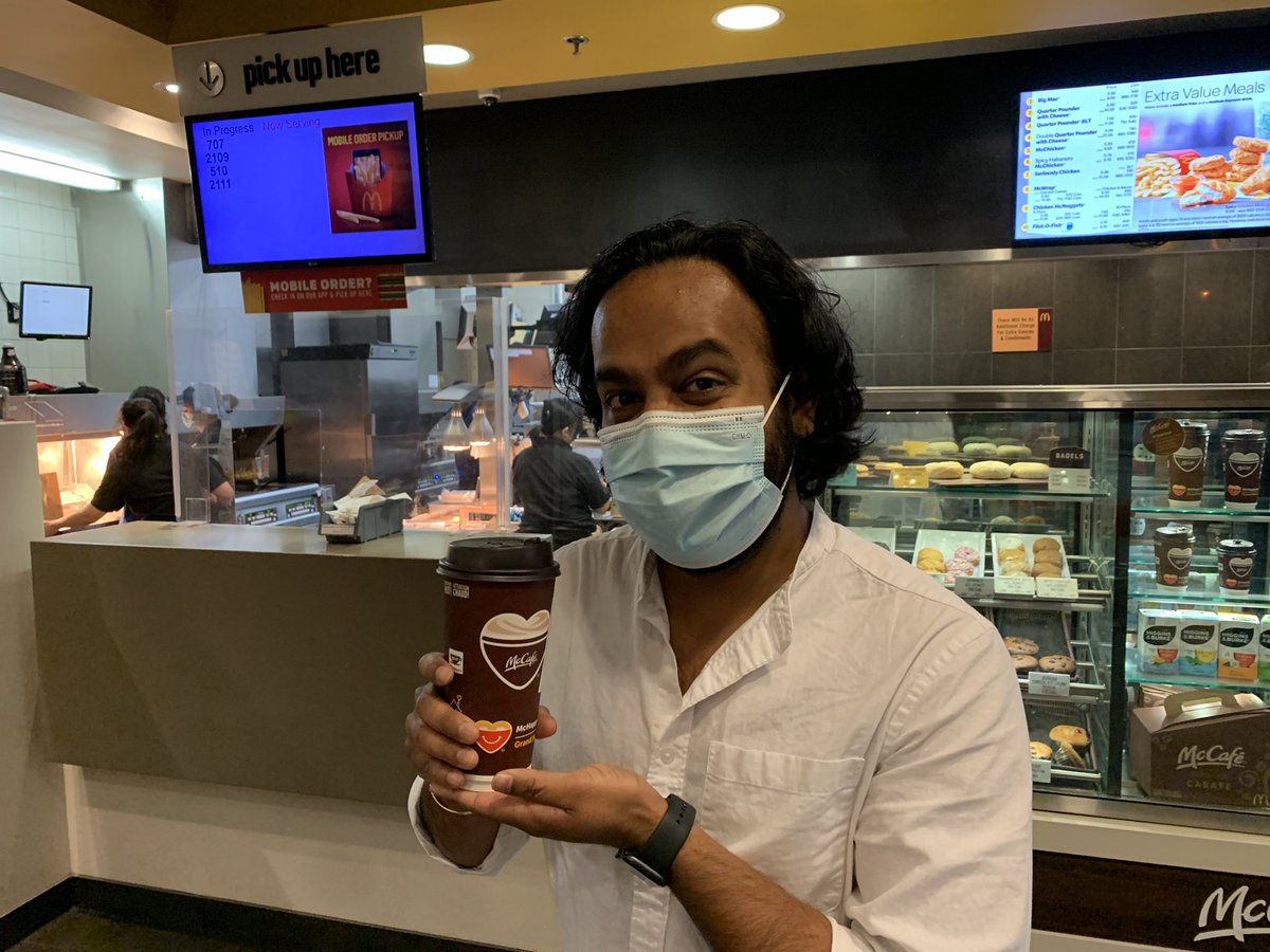 It’s #Elxn44 but the biggest story tonight is that my pal <a href="/vancitysingh/">Kiran Singh ਕਿਰਨ ਸਿੰਘ</a> has never been to McDonald’s until today.