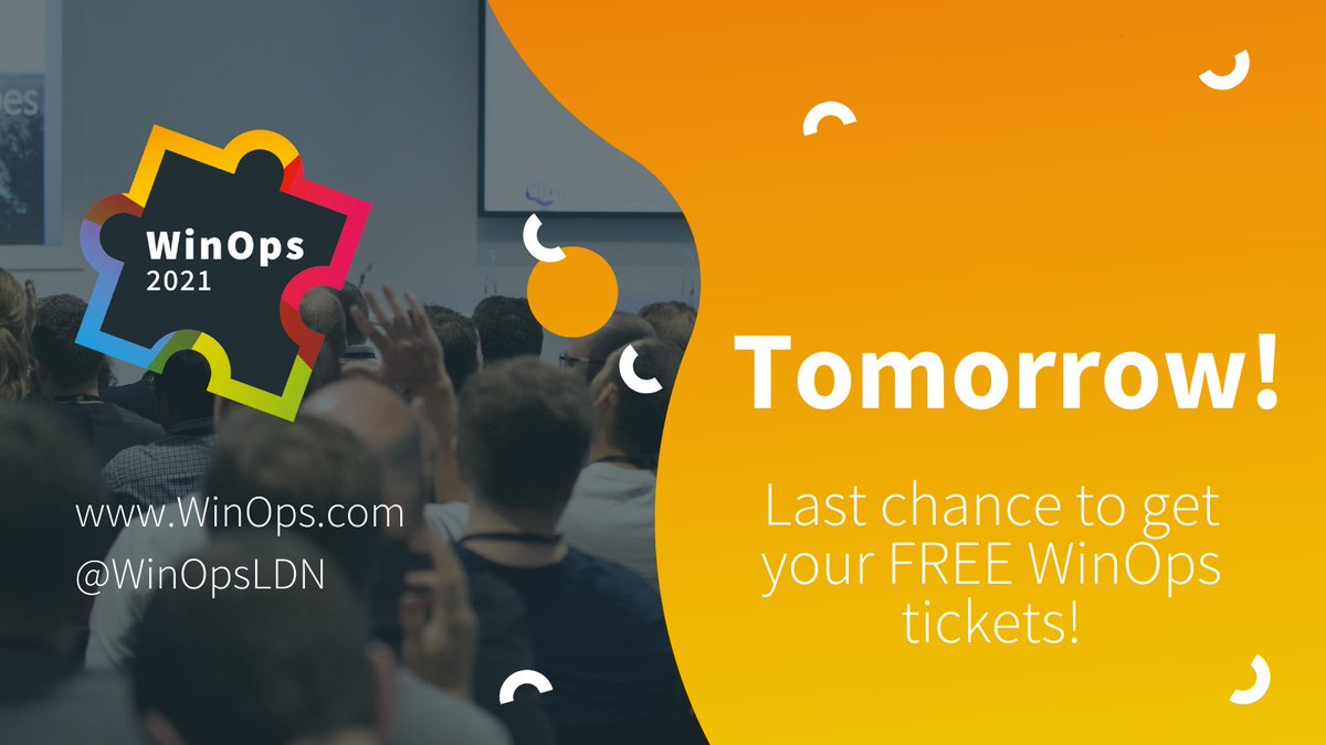 Tomorrow! 👏🎉

We are SO excited to welcome you all to our one-day WinOps special at the Olympia tomorrow. We have an incredible lineup of speakers which you definitely don't want to miss! 

 🎟️ bit.ly/3zlnAwD

See you there!! <a href="/LDN_Blueprint/">Blueprint LDN - 21/22 Sept 22</a> @DevOpsGroup <a href="/Prism_Digital/">Prism Digital</a>