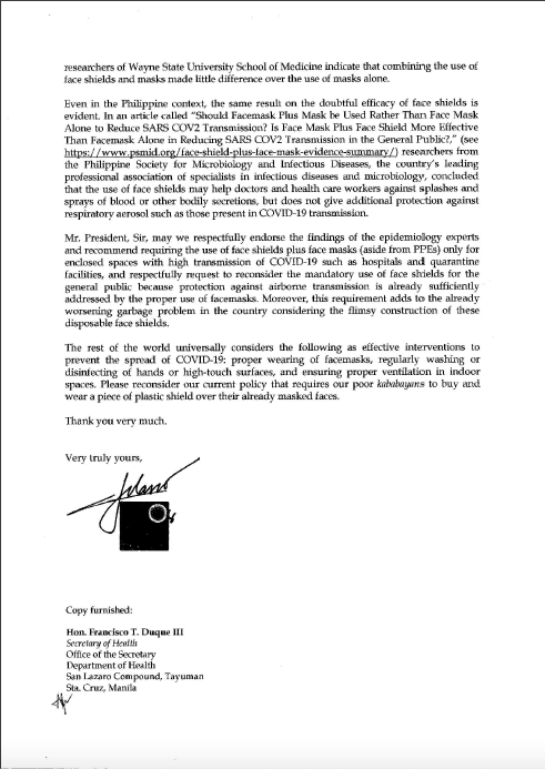 inquirerdotnet's tweet photo. JUST IN: House Speaker Lord Allan Velasco asks President Duterte to reconsider policy requiring use of face shields. He says it is "added financial burden" on Filipinos, cites lack of medical proof that it is effective vs COVID-19 transmission. | @JMAurelioINQ https://t.co/nZqoqH4qEf