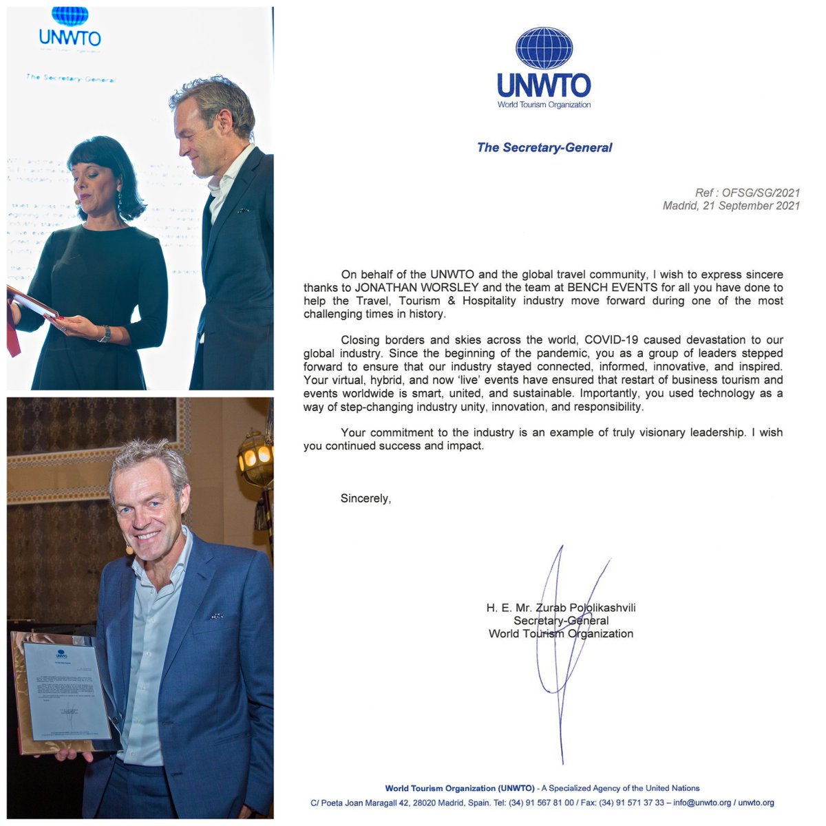 AHIC (@ahicevent) on Twitter photo A very proud moment for <a href="/Bench_News/">The Bench</a>  as our efforts to connect the Travel, Tourism and Hospitality industry during the pandemic have been recognised by <a href="/UNWTO/">UN Tourism</a>. Special thanks to <a href="/AnitaMendiratta/">ANITA MENDIRATTA</a> and <a href="/pololikashvili/">Zurab Pololikashvili</a>, Secretary-General of the UNWTO. <a href="/jhworsley/">Jonathan Worsley</a> <a href="/MatthewWeihs/">Matt weihs</a> A very proud moment for <a href="/Bench_News/">The Bench</a>  as our efforts to connect the Travel, Tourism and Hospitality industry during the pandemic have been recognised by <a href="/UNWTO/">UN Tourism</a>. Special thanks to <a href="/AnitaMendiratta/">ANITA MENDIRATTA</a> and <a href="/pololikashvili/">Zurab Pololikashvili</a>, Secretary-General of the UNWTO. <a href="/jhworsley/">Jonathan Worsley</a> <a href="/MatthewWeihs/">Matt weihs</a>