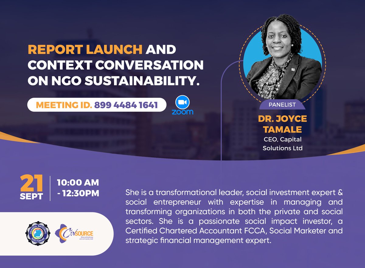 ImaniMulungi's tweet image. Our second speaker is Dr. Joyce Tamale who is pushing for social entrepreneurship.
In the business mindset, we know there is a lot of competition and there is a need to run faster.
The biggest challenge for NGOs has been #CSOSustainability on how to run without grants