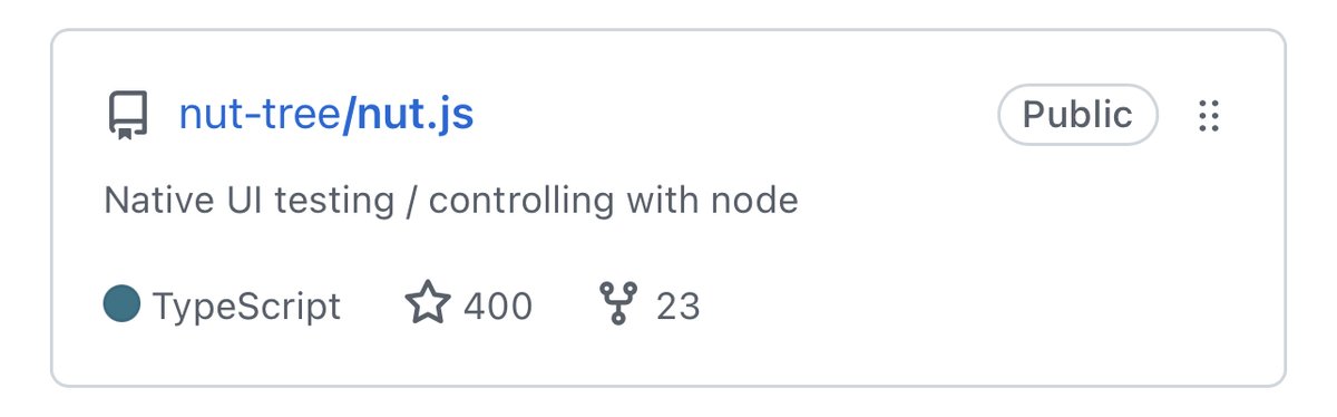 s1hofmann's tweet image. #nutjs just received its 400th @github ⭐️ github.com/nut-tree/nut.js
nutjs.dev 
#nodejs #javascript #typescript #Desktop #Automation