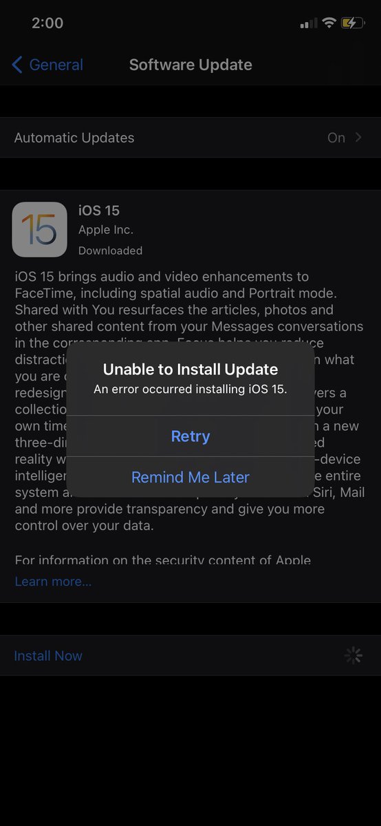TawwabKhan1's tweet image. Dear @Apple i am trying to install ios 15. I downloaded the update but when I’m trying to install the update it is showing an error.
You can find below the screenshot for the same.
Please help me in this.
Thanks in advance 
#apple #ios15update