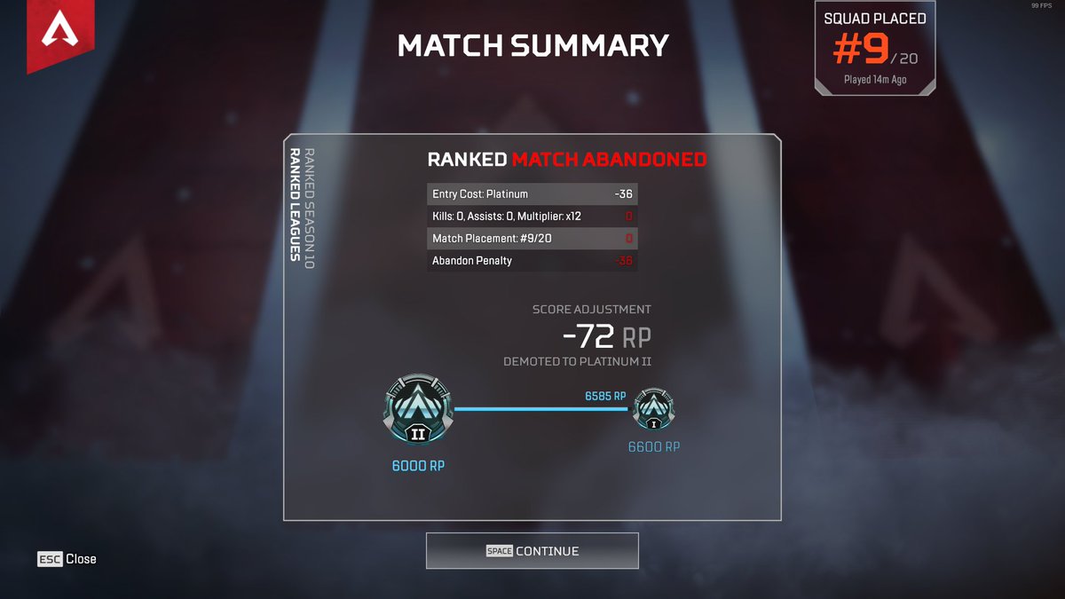 game hung. i just left it alone. finally crashed like 15mins later. logged back in to this... LOL. not sure how much RP i've lost so far due to abandonment but it hurts.