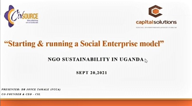 Brianwilis's tweet image. Joyce Tamale on Social Enterprise Model for NGOs #CSOSustainability