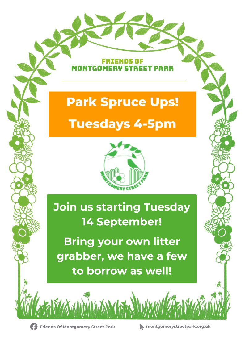 Fo_MSP's tweet photo. #ParkSpruceUp today from 4-5pm. We have lots of litter pickers, gloves and bin bags! Come say hello and see what plans there are for the park! https://t.co/jrCjq7OPNZ