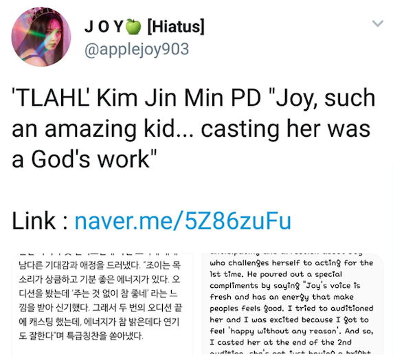 It's so precious to see how loved Joy is wherever she works. Our Joy! 💚

- "You're taking care of the cast well, what a beautiful heart you have."

- "Both her face and her heart are so beautiful."

레드벨벳 조이 #JOY #조이 #레드벨벳 #RedVelvet #ParkSooyoung #레드벨벳조이