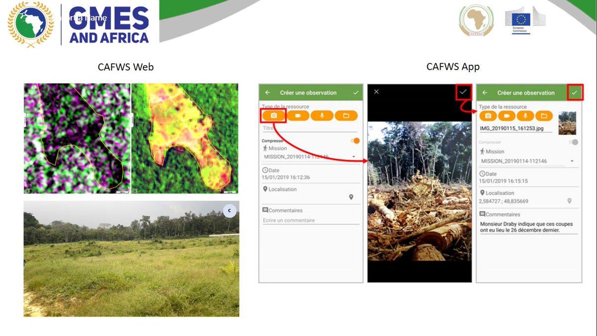 <a href="/SEFAC_Gmes/">Projet SEFAC/GMES & Africa</a> <a href="/GMESAfrica/">GMES, and Africa</a> Mission de Restitution. L’un des produits développés par le projet SEFAC afin de répondre aux besoins des utilisateurs est le CAFWS (Central Africa Forest Warning System) en français Système d’Alerte des Forets d’Afrique Centrale, accessible par web et app