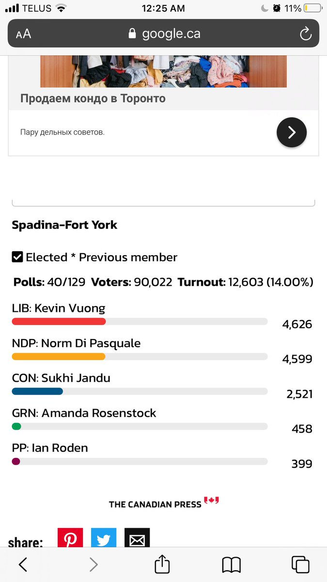 raehanbobby's tweet image. OMG @normsworld it’s getting real close now‼️🇨🇦👏🏾🤓

Here’s hoping for ya, as I head to bed. ✊🏽👍🏽🔥

#Spadinafortyork #elxn44 #cdnpoli #elexn44