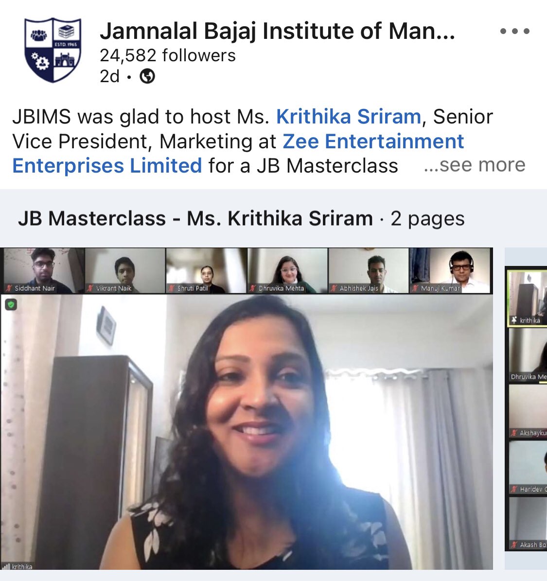 kritssriram's tweet image. Loved the energy of the students and the interesting questions posed by the young crop of future leaders of @JBIMS #managementlessons #masterclass