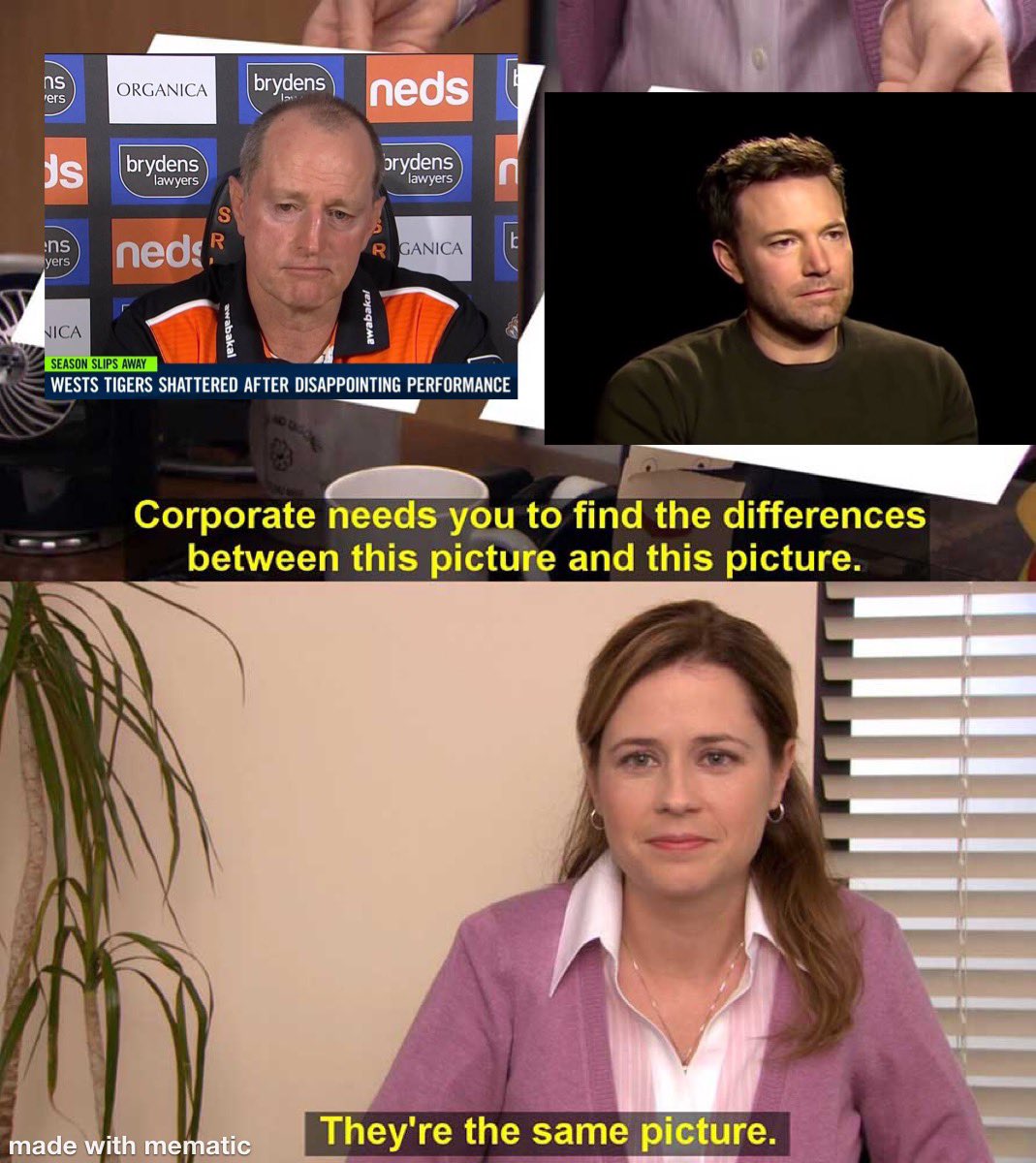 Devonhead's tweet photo. Madge after he heard the findings of the @WestsTigers review, and they’ll be keeping him on #TigersInDecline https://t.co/J8VaLGHDGl