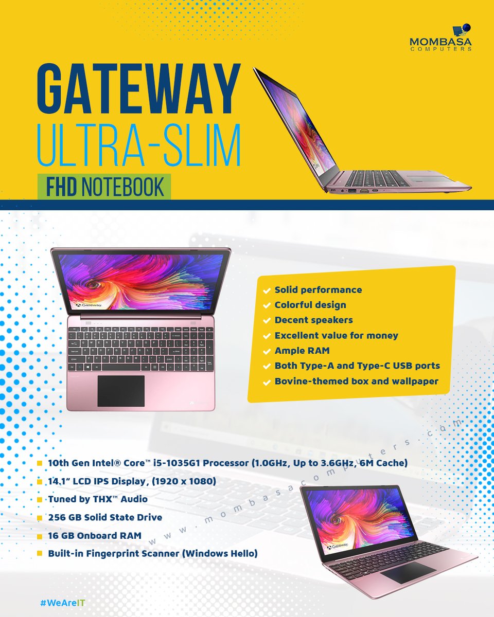 MombasaComputer's tweet photo. Guys don't be fooled by its beauty, this machine is a beast. The GATEWAY ULTRASLIM FHD Notebook is easy on the eyes with its colorful design (PINK) but comes with a solid performance. On top of that, you get to have a free 1Tb Toshiba external hard drive with every purchase. https://t.co/akrIDFKcq4