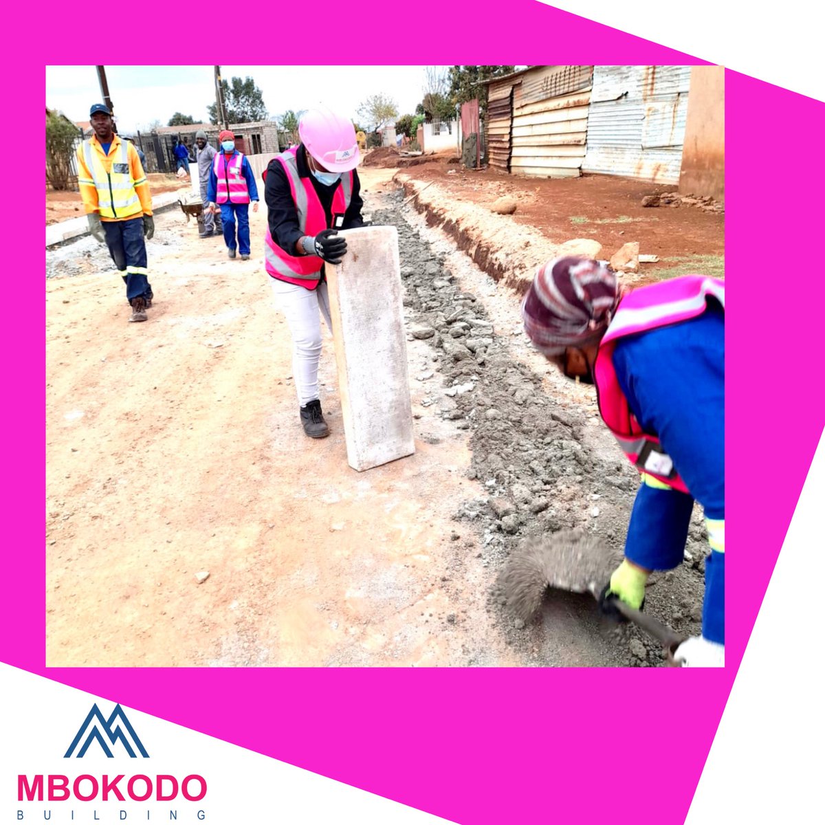“Great work is not performed by strength but through perserverance” #mbokodobuilding #womenwhobuild #womeninconstruction #constructionlife #kerbing #roadsproject