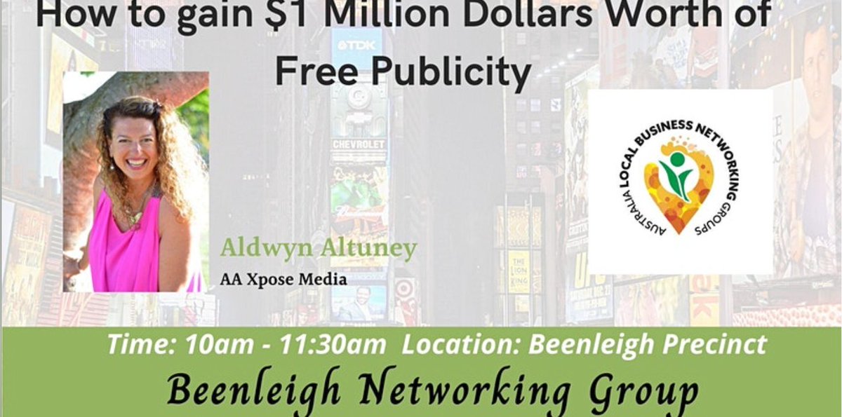 Join the Beenleigh Networking Group at their event 'How To Gain $1Million Worth of Free Publicity' this Friday at 10am. This is a great opportunity to meet, collaborate, connect, and network at this friendly networking event.
eventbrite.com.au/e/beenleigh-ne…