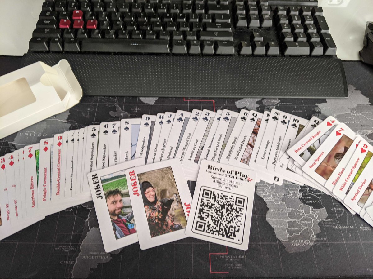 funvill's tweet image. I made a deck of playing cards called "Birds of play" with photos of the birds I took this year. It was a fun project and a good reason to get out and leave the house during COVID. A Covid Project. More information blog.abluestar.com/birds
.
.
#Birds #DeckOfCards #CovidProjects