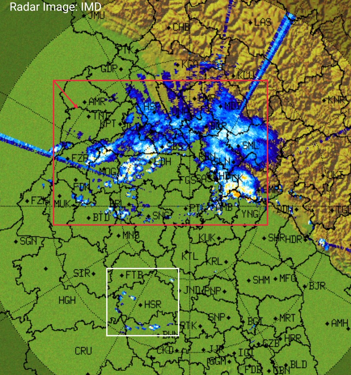 navdeepdahiya55's tweet photo. WD pours in #Punjab on Day 1, Widespread moderate to hwavy rains in the state since Early Morning hours.
Till 8:30AM: 
#Ropar 66mm
#Ballowal 43mm
#Amritsar 41mm
More places are getting after 8:30AM, In next 1-2 hours: #Yamunanagar #Kuruksehtra #Saharanpur to get Moderate Rains. https://t.co/7hBdXwOaY3