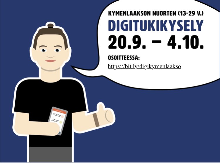 DigitukiK's tweet photo. DigiKymenlaakso kutsuu kaikki 13-29-vuotiaat vastaamaan digitukikyselyyn ja osallistumaan arvontaan! https://t.co/nB9MeZI92i https://t.co/mvINYR7ehZ